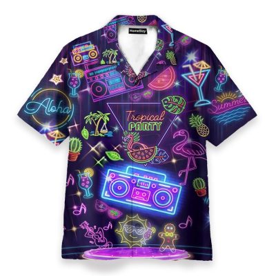Tropical Party Neon Hello Summer Hawaiian Shirt