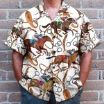 Horse Racing Colorful Horse Reins Pattern- Hawaiian Shirt & Beach Shorts