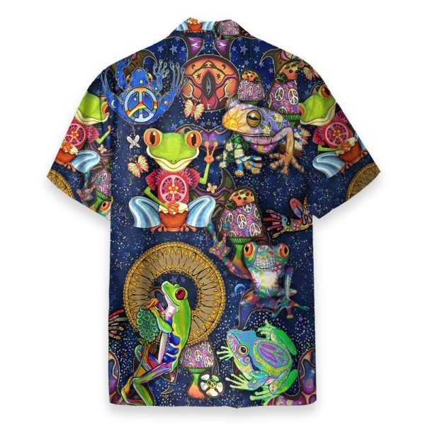 Vintage Hippie Mushrooms And Frogs Hawaiian Shirt