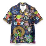 Vintage Hippie Mushrooms And Frogs Hawaiian Shirt