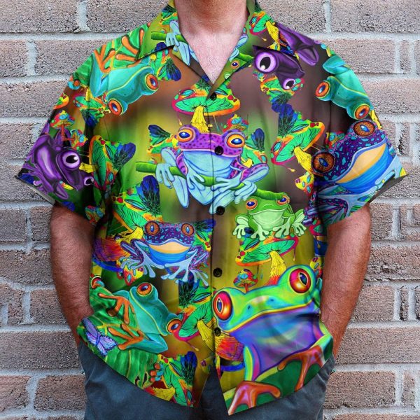 Amazing Hippie Frogs And Mushrooms Hawaiian Shirt