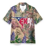 Longhorn Flag Texas Men'S Button'S Up Shirts Hawaiian Shirt