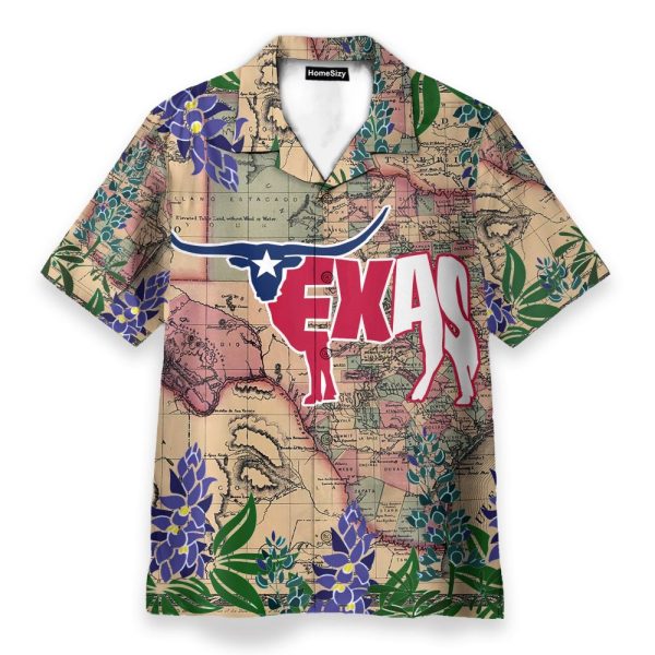 Longhorn Flag Texas Men'S Button'S Up Shirts Hawaiian Shirt