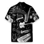 Silver Musical Instrument Men'S Button'S Up Shirts Hawaiian Shirt