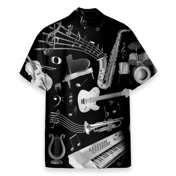 Silver Musical Instrument Men'S Button'S Up Shirts Hawaiian Shirt