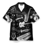 Silver Musical Instrument Men'S Button'S Up Shirts Hawaiian Shirt