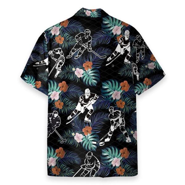 Hockey In Tropical Green Leaves Hawaiian Shirt & Beach Shorts