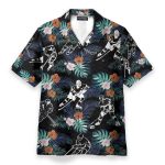 Hockey In Tropical Green Leaves Hawaiian Shirt & Beach Shorts