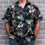 Hockey In Tropical Green Leaves Hawaiian Shirt & Beach Shorts