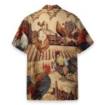 Rooster Vintage Men'S Button'S Up Shirts Hawaiian Shirt