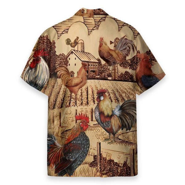 Rooster Vintage Men'S Button'S Up Shirts Hawaiian Shirt