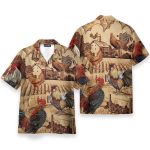 Rooster Vintage Men'S Button'S Up Shirts Hawaiian Shirt
