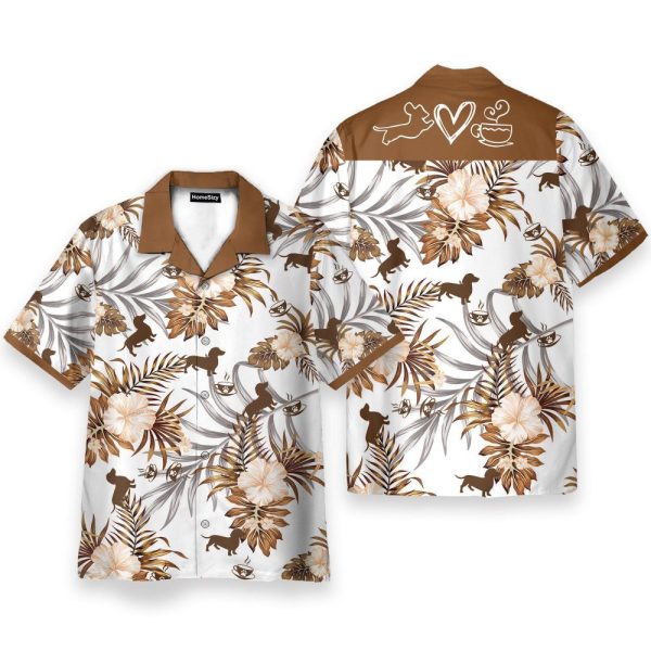 Love Dachshund Men'S Button'S Up Shirts Hawaiian Shirt & Beach Shorts