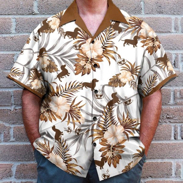 Love Dachshund Men'S Button'S Up Shirts Hawaiian Shirt & Beach Shorts