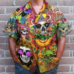 Colorful Skull Mushroom Hippie Hawaiian Shirt