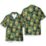 Skull Pineapple Tropical Leaves Pattern Hawaiian Shirt & Beach Shorts