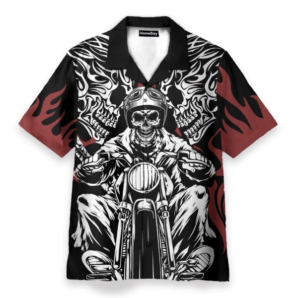Skull Rider Motorcycle Men'S Button'S Up Shirts Hawaiian Shirt