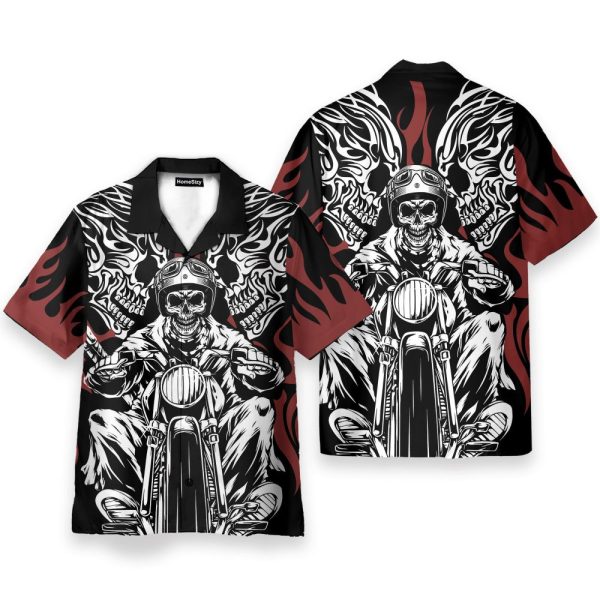 Skull Rider Motorcycle Men'S Button'S Up Shirts Hawaiian Shirt