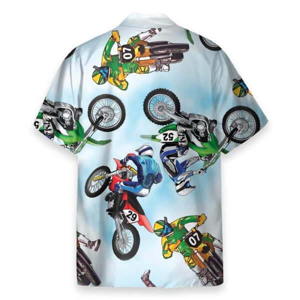 Motocross Men'S Button'S Up Shirts Hawaiian Shirt
