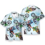 Motocross Men'S Button'S Up Shirts Hawaiian Shirt