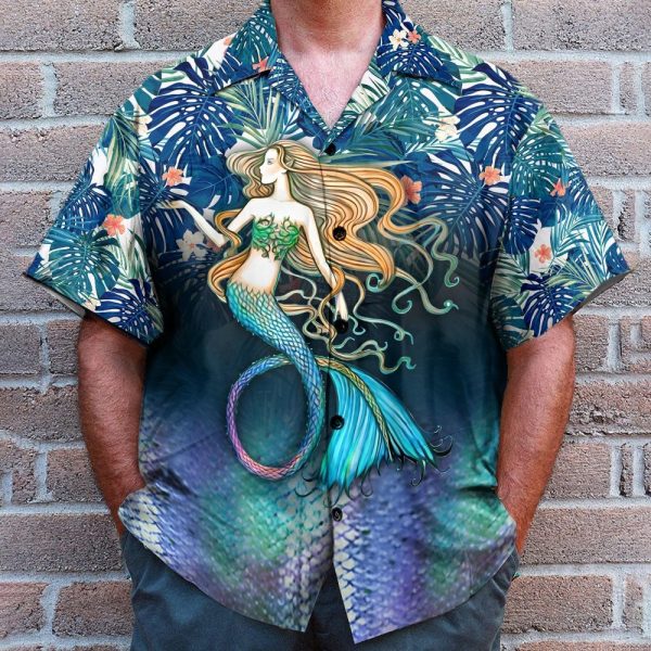 Mermaid Men'S Button'S Up Shirts Hawaiian Shirt