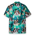 Saint Bernard In Tropical Green Leaves Hawaiian Shirt