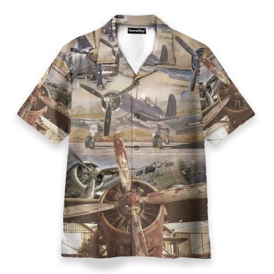 Aircrafts Men'S Button'S Up Shirts Hawaiian Shirt