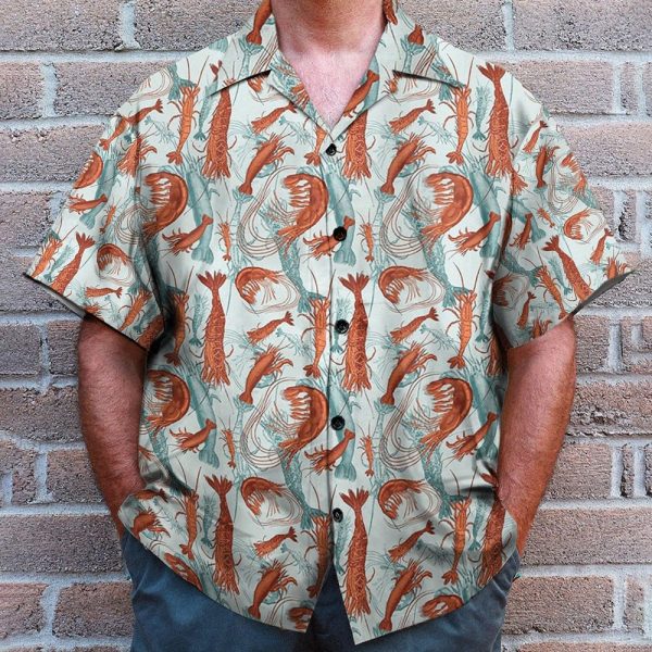 Summer Seafood Shrimps Fan Hawaiian Shirt & Beach Shorts