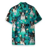 Boston Terrier In Tropical Green Leaves Hawaiian Shirt