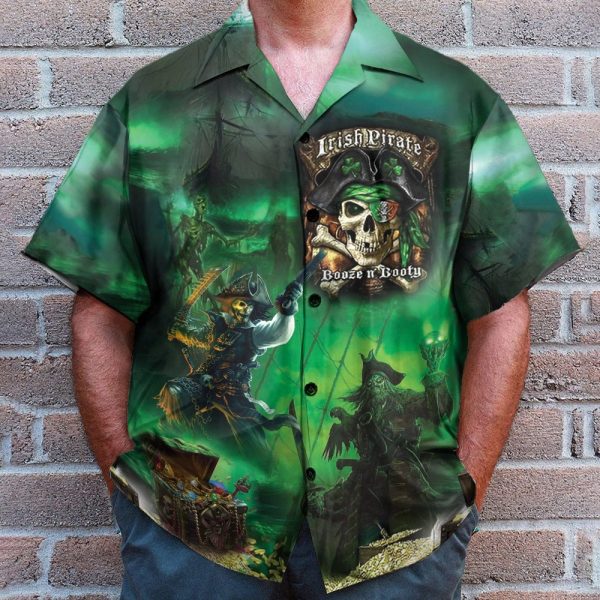 Irish Pirate Booze And Booty Hawaiian Shirt