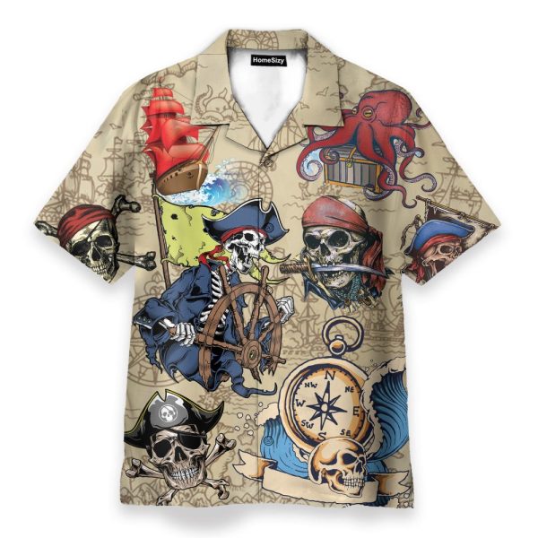 Skull Pirate Men'S Button'S Up Shirts Hawaiian Shirt