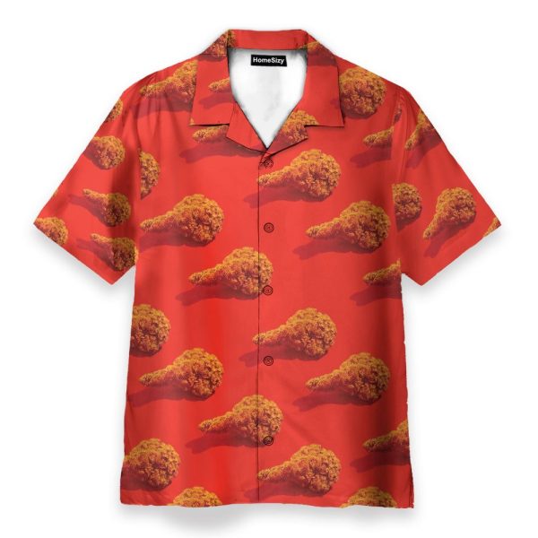 Fried Chicken Food In Red Summer Vibe Hawaiian Shirt
