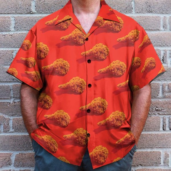 Fried Chicken Food In Red Summer Vibe Hawaiian Shirt