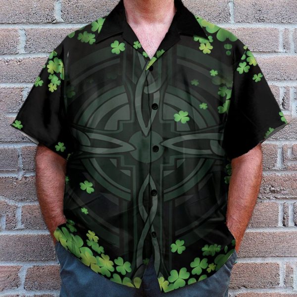 Irish Enri Go Bragh American Flag Clover Hawaiian Shirt