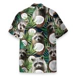 Raccoon With Coconut In Tropical Green Leaves Hawaiian Shirt