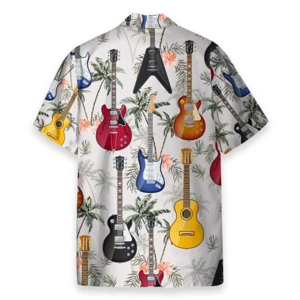 Guitar Tropical Vintage Leaves Pattern Hawaiian Shirt