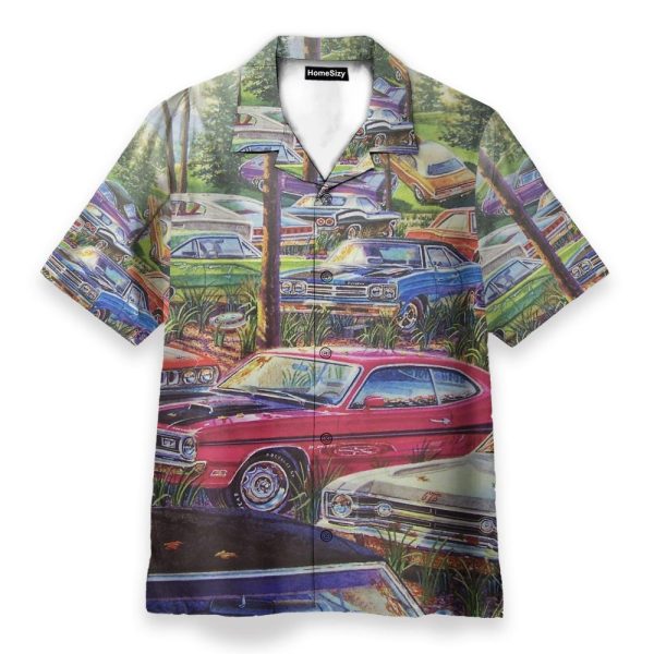 Vintage Car Men'S Button'S Up Shirts Hawaiian Shirt
