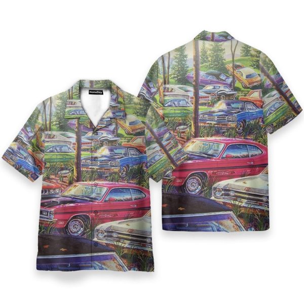 Vintage Car Men'S Button'S Up Shirts Hawaiian Shirt