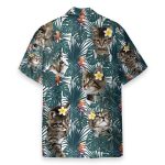 Cute Little Cat Tropical Leaves Pattern Hawaiian Shirt