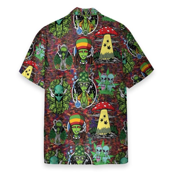 Hippie Trippy Alien Smoke Weed Hawaiian Shirt & Beach Shorts