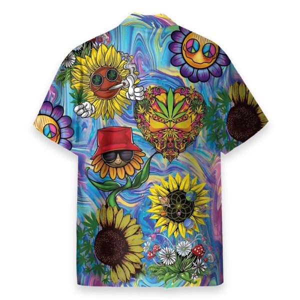 Sunflower Weed Colorful Pattern Hippie Hawaiian Shirt
