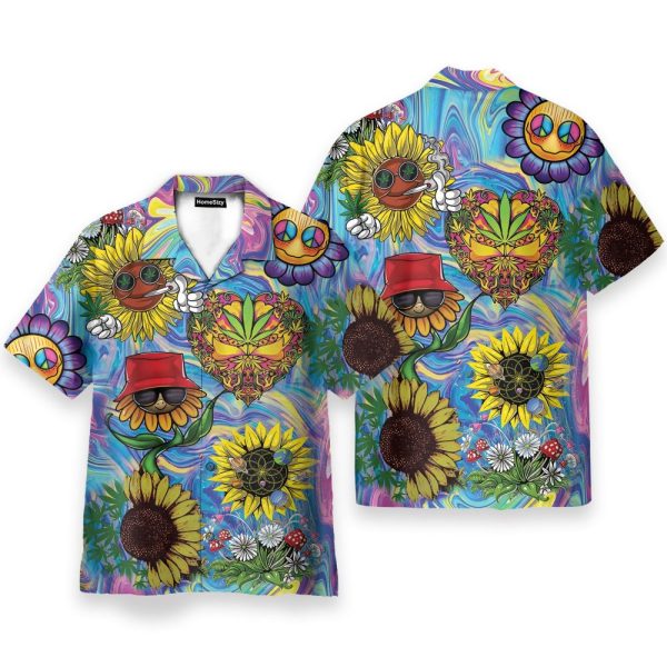 Sunflower Weed Colorful Pattern Hippie Hawaiian Shirt