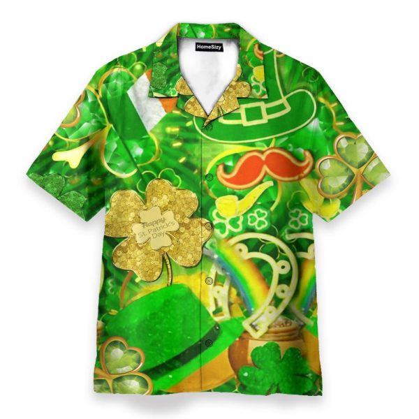 Find Everyone Is Irish On Saint Patricks Day Sparkle Shamrock Gold Green Hawaiian Shirt