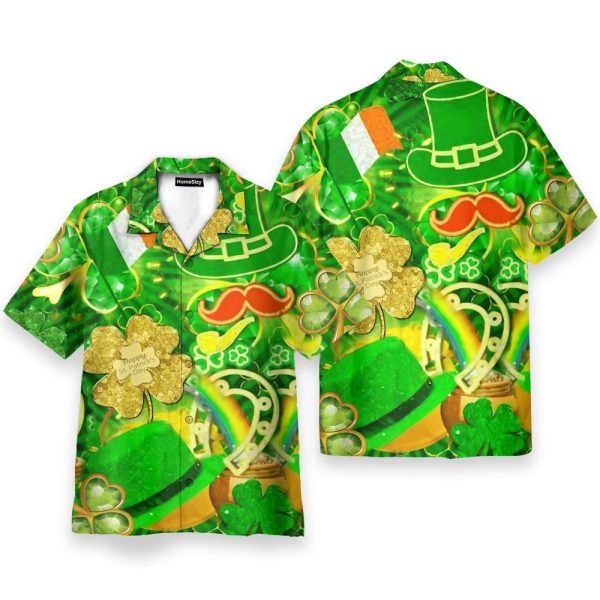 Find Everyone Is Irish On Saint Patricks Day Sparkle Shamrock Gold Green Hawaiian Shirt
