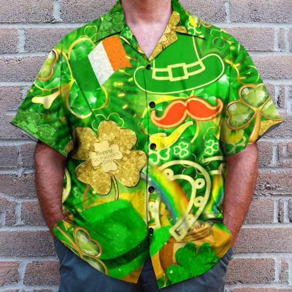 Find Everyone Is Irish On Saint Patricks Day Sparkle Shamrock Gold Green Hawaiian Shirt