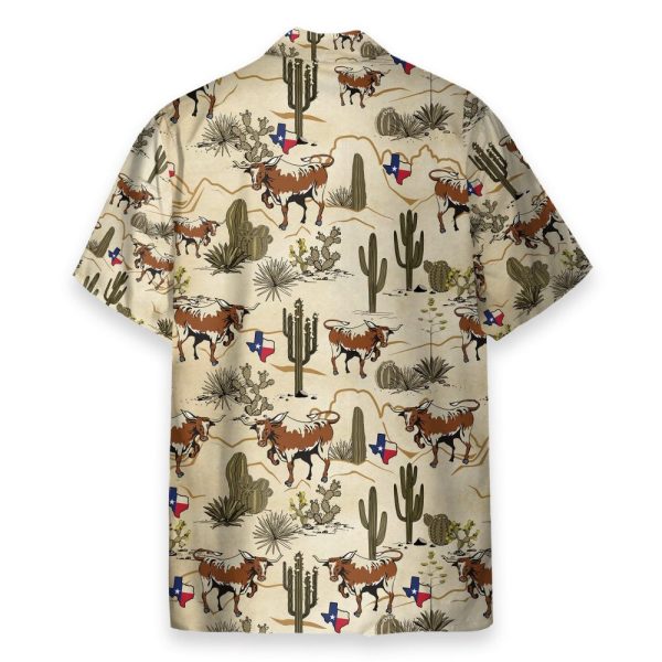 Longhorn Texas Men'S Button'S Up Shirts Hawaiian Shirt & Beach Shorts