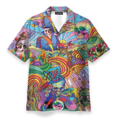 Colorful Magician Hippie Skulls Hawaiian Shirt