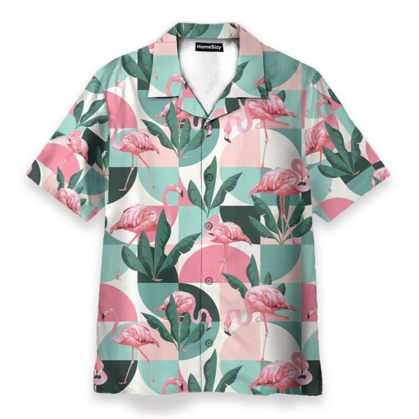 Pink Flamingo Men'S Button'S Up Shirts Hawaiian Shirt & Beach Shorts