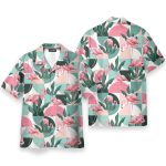 Pink Flamingo Men'S Button'S Up Shirts Hawaiian Shirt & Beach Shorts