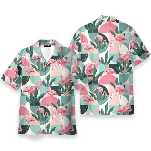 Pink Flamingo Men'S Button'S Up Shirts Hawaiian Shirt & Beach Shorts